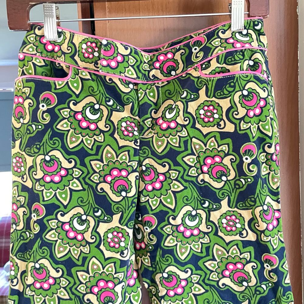 Vintage Lilly Pulitzer Size 0 The in Crowd Nutty Professor Floral Corduroy Pants - Picture 2 of 8